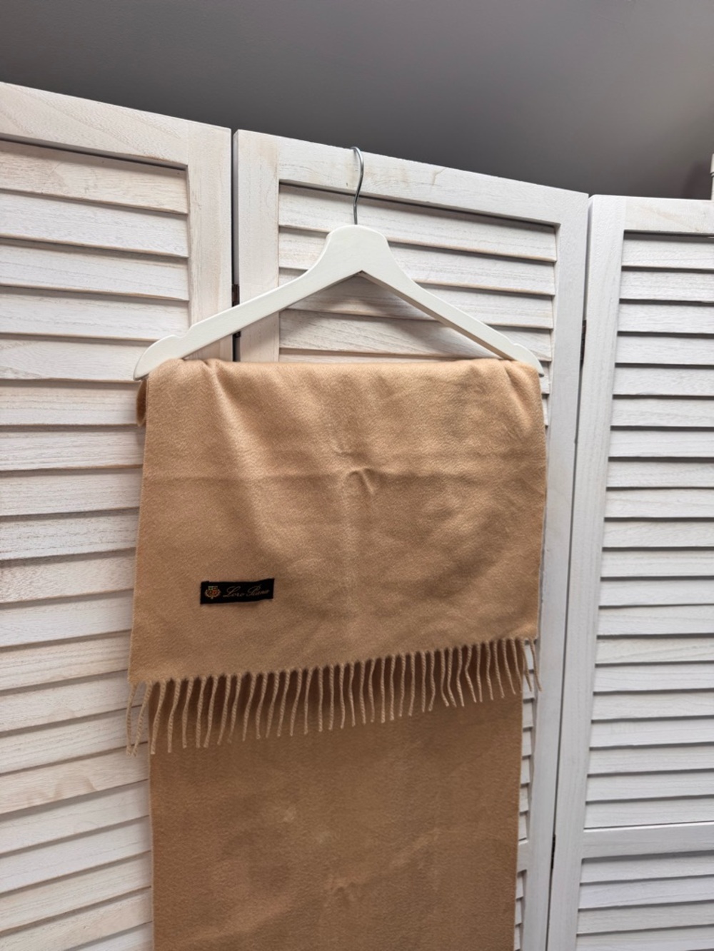 Loro Piana Camel Fringe Scarf Hat Accessory
